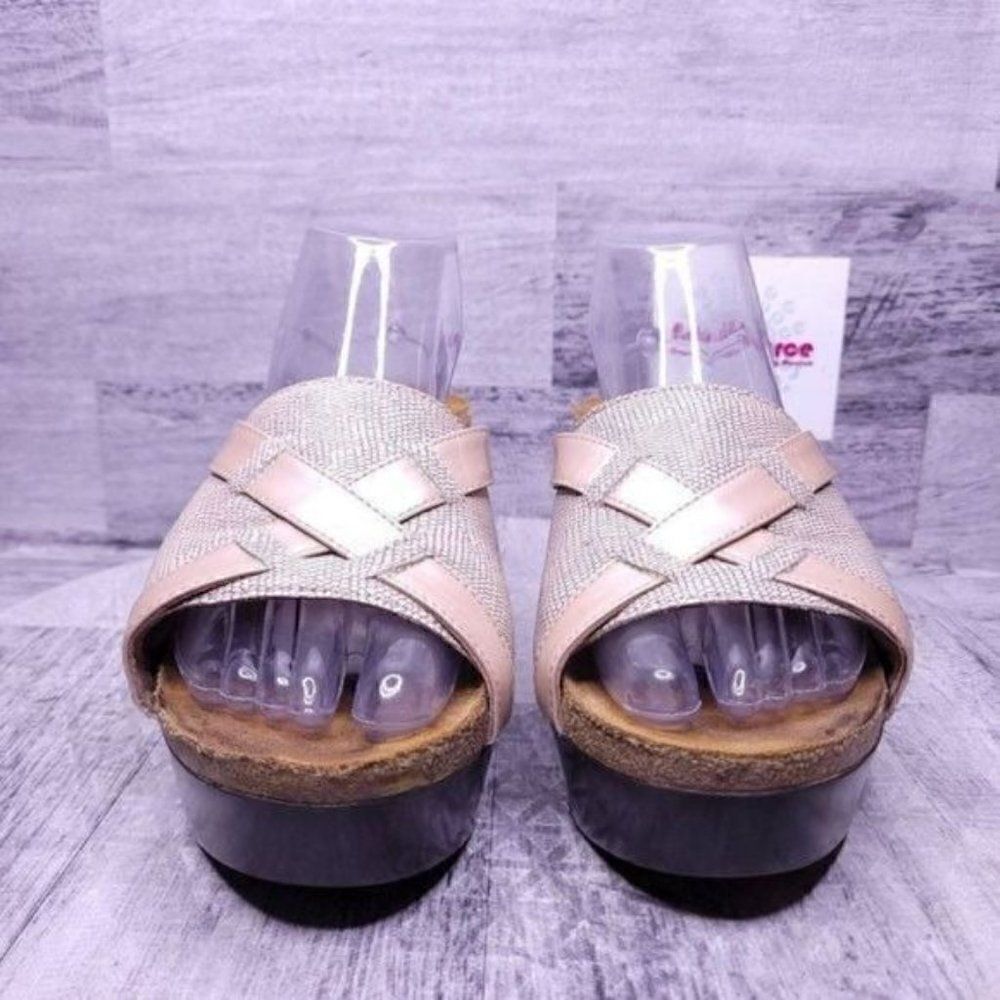 Naot Platform Cork Bed Leather Slip on Wedge Sandal Pink Brown Women's sz 10 - Picture 2 of 8